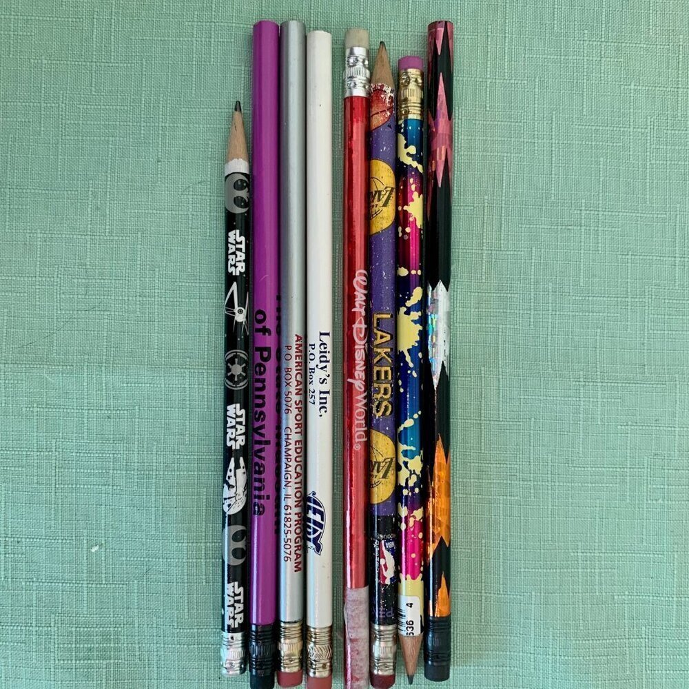 Lot 8 Pencils Star Wars Lakers Walt Disney World Pennsylvania Leidys Sports VTG